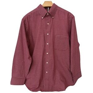 Chaps Oxford‎ Men's Red Gingham Wrinkle Free Button Down Shirt Large